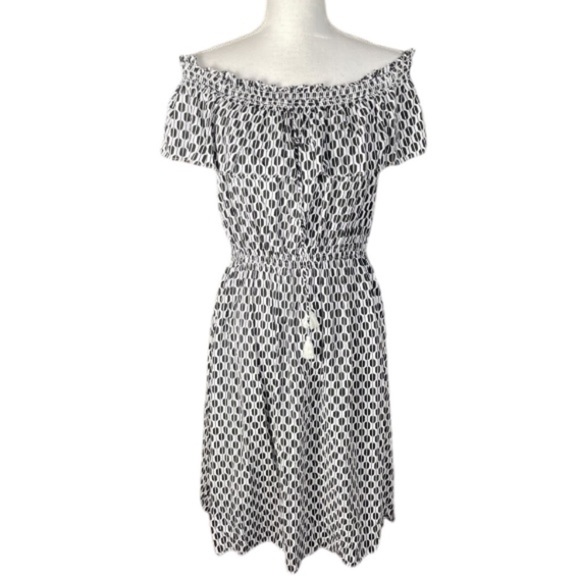 Kate Spade Dress Sz Small Off Shoulder Boho Print Tassel Printed Knee Length - Picture 4 of 12